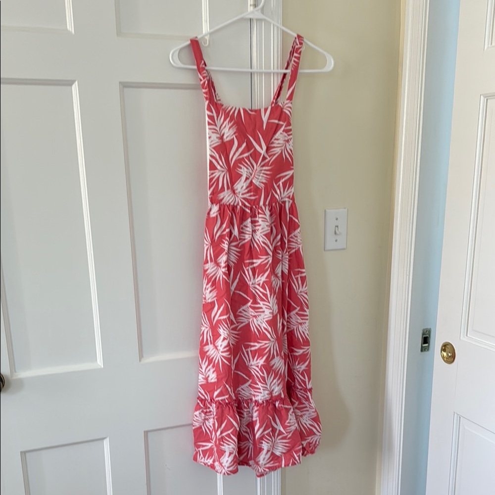 Girls Feather 4 Arrow Pink Leaf Print Dress